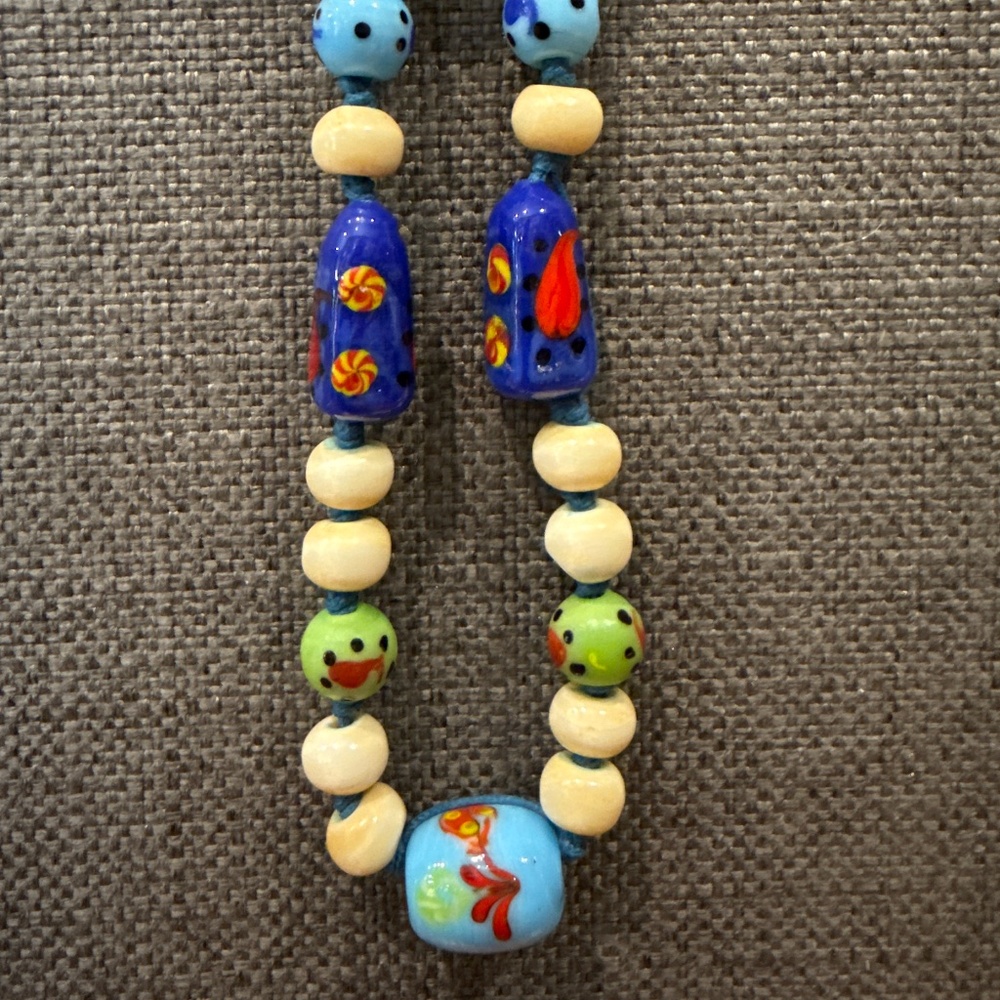Two’s company Colorful Koi chunky long bead necklace
